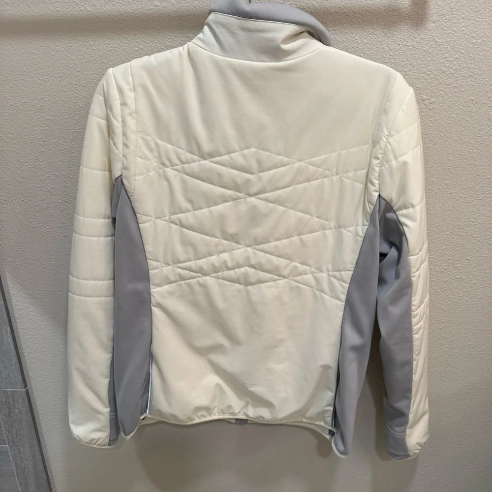 Lolë Women’s Large Jacket Glee Gray/White Quilted Full Zip Puffer Retail $180